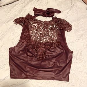 Leather & Lace Top